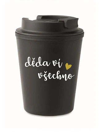 DIEŤA VIE VŠETKO - čierny termohrnček 300 ml