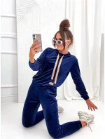Tmavomodrá dámska velúrová súprava (637)