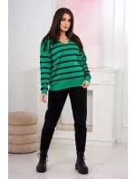 Sveter set Pruhovaná mikina + Nohavice zelený