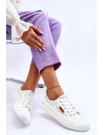 Damskie Koronkowe Tenisówki BIG STAR W274925 Białe