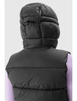 Bezrękawnik Damski Puchowy Z Kapturem 4F 4FWAW24TVJAF141-20S Czarny