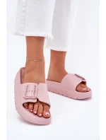 Klapki Damskie Piankowe Na Platformie Z Klamrą Różowe Viasara