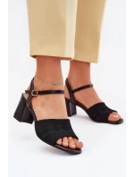 Damskie Sandały Na Słupkowym Obcasie Czarne Sarena