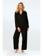 Dlhé saténové pyžamo Amina čierne - DKaren