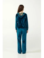 Vamp - Modrá zamatová tepláková súprava na zips 21072 - Vamp Vamp - Modrá zamatová tepláková súprava na zips 21072 - Vamp