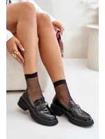 Damskie Lakierowane Mokasyny Loafersy Z Ozdobą D&A LZ42-030 Czarne