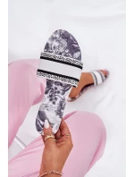 Wzorzyste Płaskie Klapki Damskie Białe Leysi