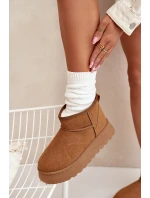 Śniegowce Damskie Na Platformie Ocieplane Futerkiem Camel Vesirae