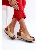 Damskie Lekkie Sandały Na Koturnie Comfort Shoes Beżowe Efravia
