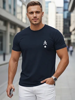 Pánske bavlnené tričko s potlačou AS Pik, tmavomodré, FashionStreet NX5130R