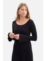 B308 Midi šaty z rebrovaného úpletu - čierne