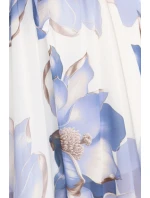 602-1 Romantické šaty s obálkovým výstrihom a volánovými rukávmi - modré kvety na bielom pozadí 602-1 Romantické šaty s obálkovým výstrihom a volánovými rukávmi - modré kvety na bielom pozadí