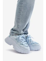 Sneakersy Damskie Na Masywnej Podeszwie Niebieskie Nevela