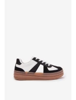 Sneakesy Damskie Na Platformie Biało-Czarne Sivirae