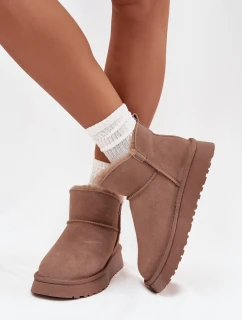 Śniegowce Z Naturalnego Zamszu Ocieplane Futerkiem Vinceza 97961 Beżowe