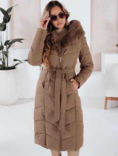 Dámska zimná dlhá prešívaná bunda s umelou kožušinou FashionStreet TY5086