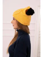 Fleecová čiapka 2 brmbolce K291 žltá