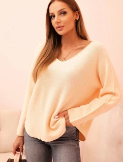 Dámsky viskózový sveter s výstrihom do V, marhuľový