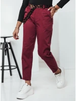 Dámske nohavice LEOCINCIN v jednej veľkosti s opaskom bordová FashionStreet UY2261 Dámske nohavice LEOCINCIN v jednej veľkosti s opaskom bordová FashionStreet UY2261