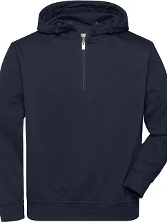 Daiber JN 839 Pracovná mikina z bio bavlny, s kapucňou, zips „1/4“ 02.0839 tmavomodrá