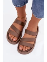 Materiálové dámské sandály na platformě s pásky Khaki Liorine