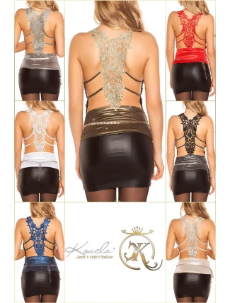 Sexy partytop s výšivkou - KouCla