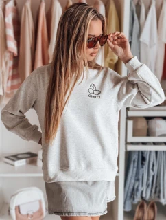 Dámska nadrozmerná mikina s výšivkou CHERSOFT sivá FashionStreet BY1402