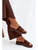 Dámské žabky se zlatými přezkami čokoládové Ferinna