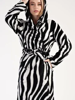 Dámsky krátky župan s kapucňou Zebra