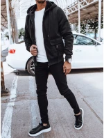 Pánska teplá mikina na zips čierna FashionStreet BX5623 Pánska teplá mikina na zips čierna FashionStreet BX5623