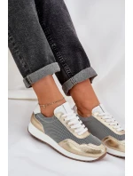 Skórzane Buty Sportowe Sneakersy Damskie D&A LR51-847 Złote
