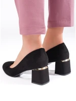 Praktické čierne lodičky pre ženy na širokom podpätku Praktické čierne lodičky pre ženy na širokom podpätku