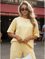 Dámske tepláky s krátkym rukávom žlté FashionStreet AY1167 Dámske tepláky s krátkym rukávom žlté FashionStreet AY1167