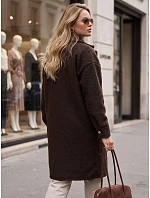 Dlhý dámsky kabát z čokoládovo hnedej ovčej kožušiny FashionStreet NY0802