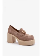 Dámske topánky na podpätku 20170 / 193930 Béžová s ecru - ZaZoo