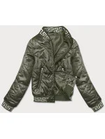 Dámska bunda typu "bomber" v khaki farbe (B8123-11)