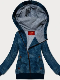 Dámska modrá mikina s asymetrickým zipsom LHD (AMG-61)