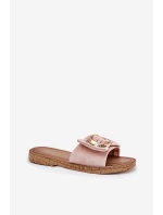 Płaskie Klapki Damskie Z Ozdobnym Detalem Różowe Nellodra