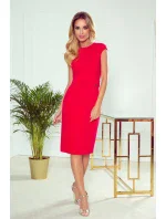 TAMARA - Elegantné červené dámske midi šaty s opaskom 301-2 TAMARA - Elegantné červené dámske midi šaty s opaskom 301-2