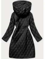 Jednoduchá čierna prešívaná bunda s kapucňou (AG6-29)