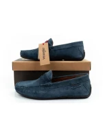 Wrangler Pánske mokasíny Maifield z prírodnej semišovej kože Navy Blue