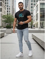 Pánske tričko s klasickou čiernou potlačou FashionStreet NX5020R