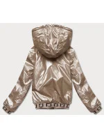 Krátka béžová dámska bunda s kapucňou (B8077-101) Krátka béžová dámska bunda s kapucňou (B8077-101)