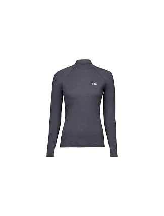 Cyklistické tričko POC W's Layer Merino Mock Neck Jersey, sivé