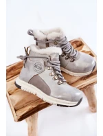 Dziecięce Ocieplane Botki Na Suwak Big Star KK374178 Srebrne