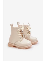 Ocieplane Botki Dziecięce Z Misiem Na Zamek Beżowe Enchanta