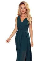 Dlhé dámske šaty vo fľaškovo zelenej farbe 362-2 JUSTINE - Numoco Dlhé dámske šaty vo fľaškovo zelenej farbe 362-2 JUSTINE - Numoco
