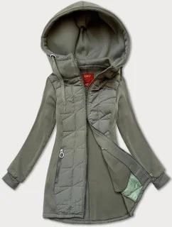 Dámska mikina LHD zo sivo-zelenej zmesi bez gombíkov (AMG-165)