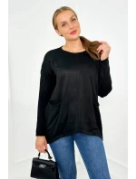 Sveter s prednými vreckami čierny