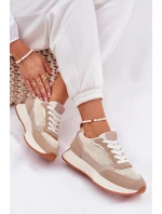 Buty Sportowe Damskie Z Siateczką Na Platformie Khaki Poova